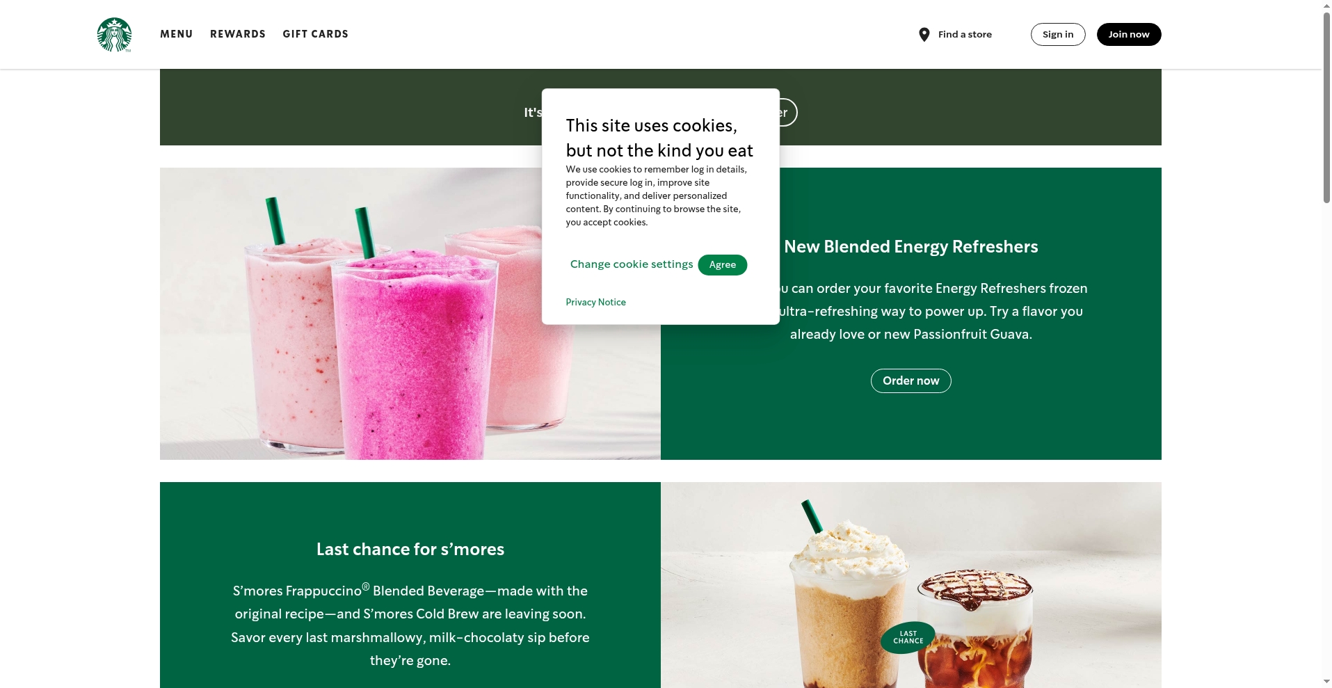 Starbucks Coffee Company website screenshot