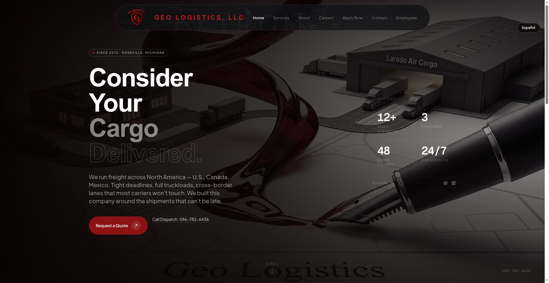 Geo Logistics, LLC website screenshot